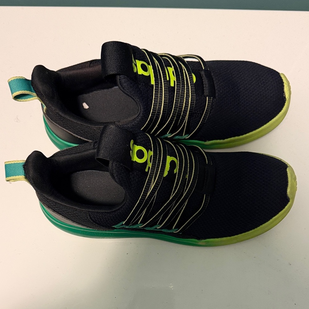 adidas Kids Black and Neon Green Sneakers